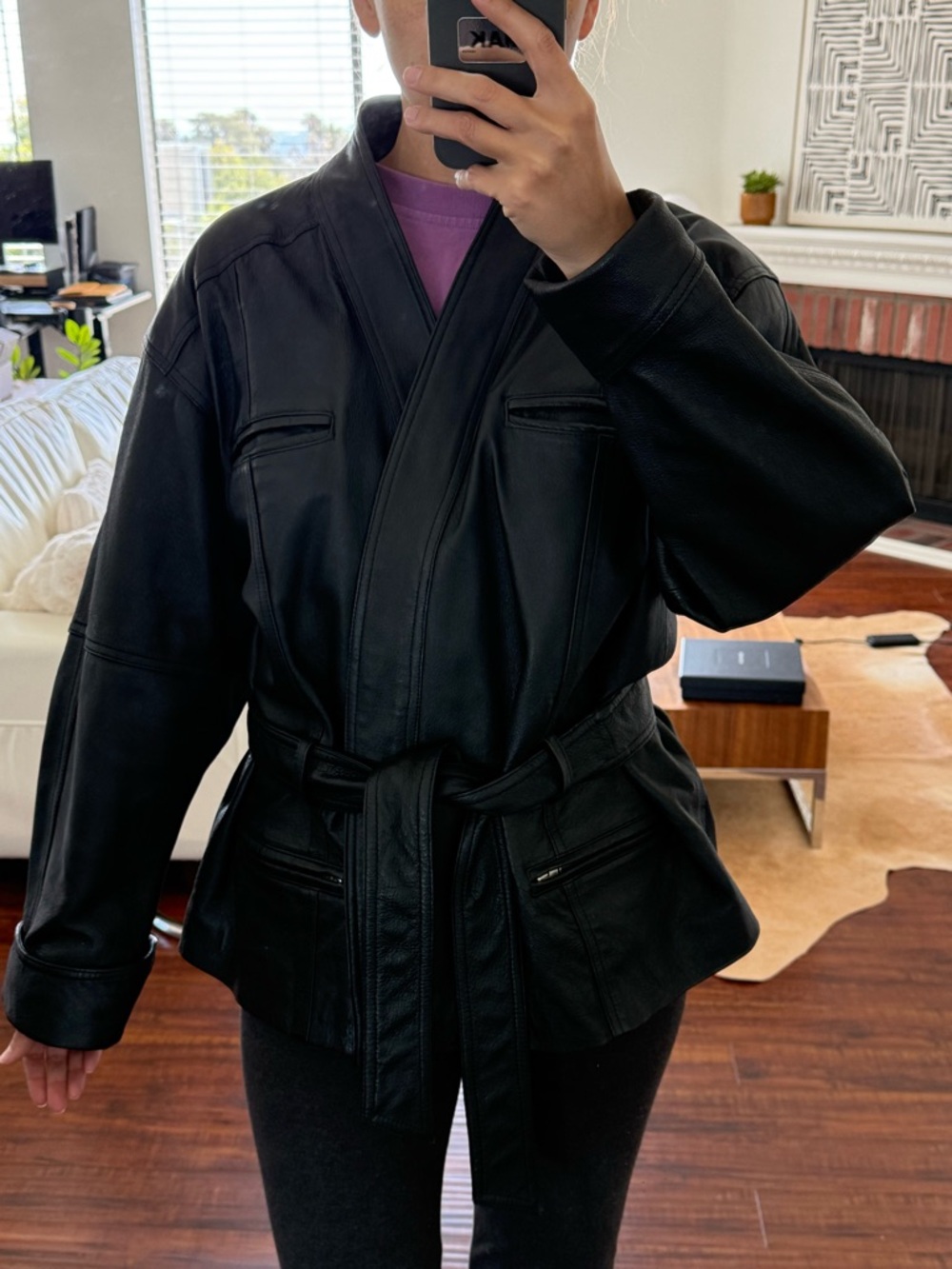 Vintage Belted Genuine Leather Jacket (Together Women)